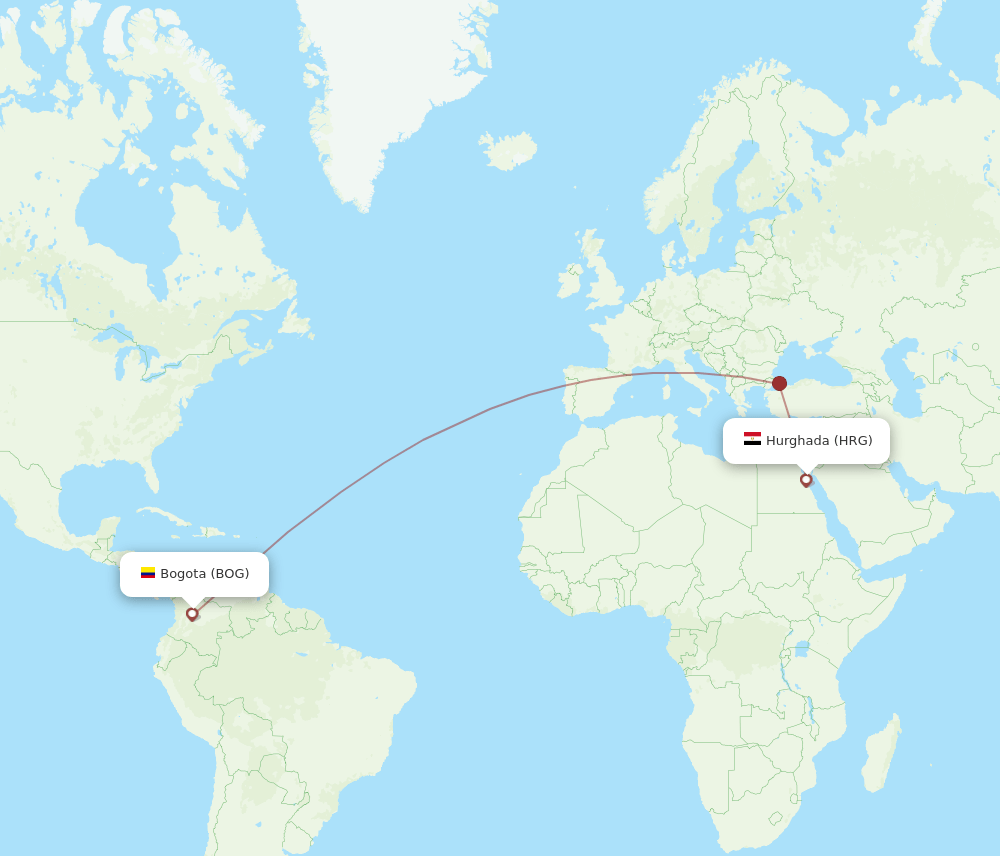 HRG-BOG flight routes