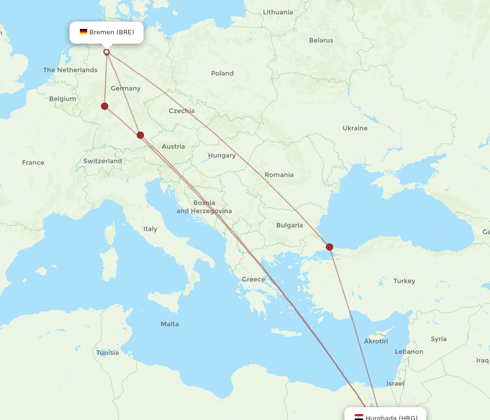HRG-BRE flight routes