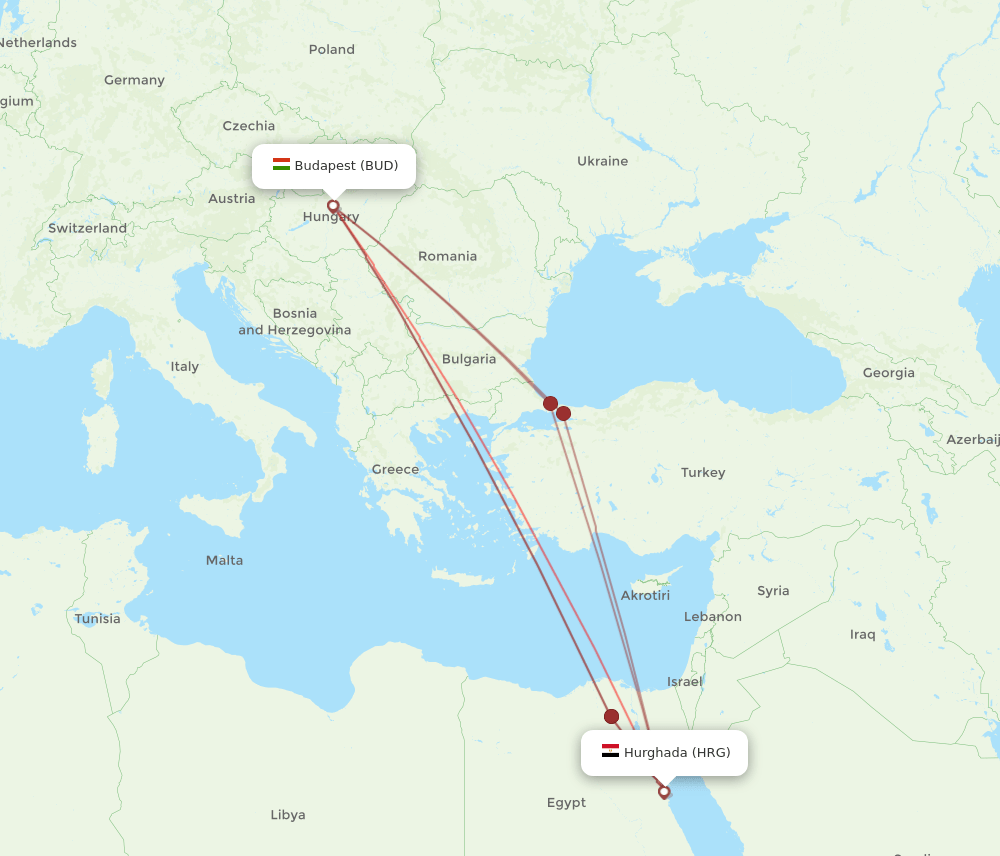 HRG-BUD flight routes