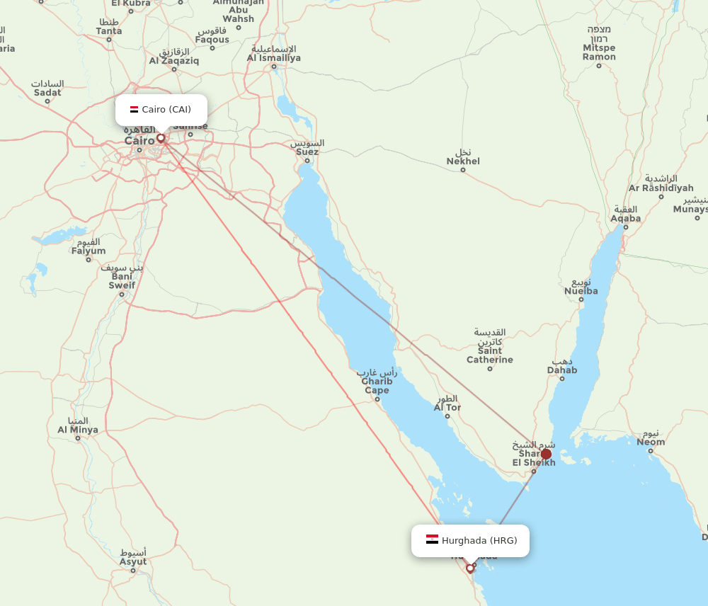 HRG to CAI flights and routes map