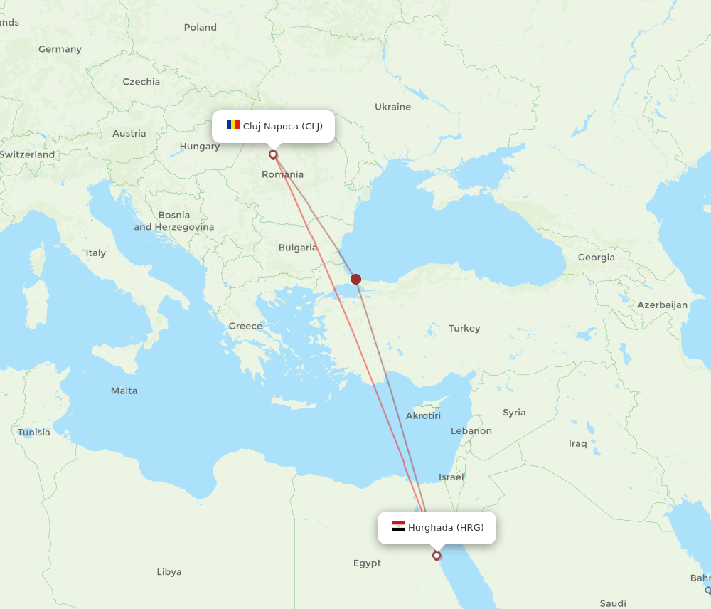 HRG to CLJ flights and routes map