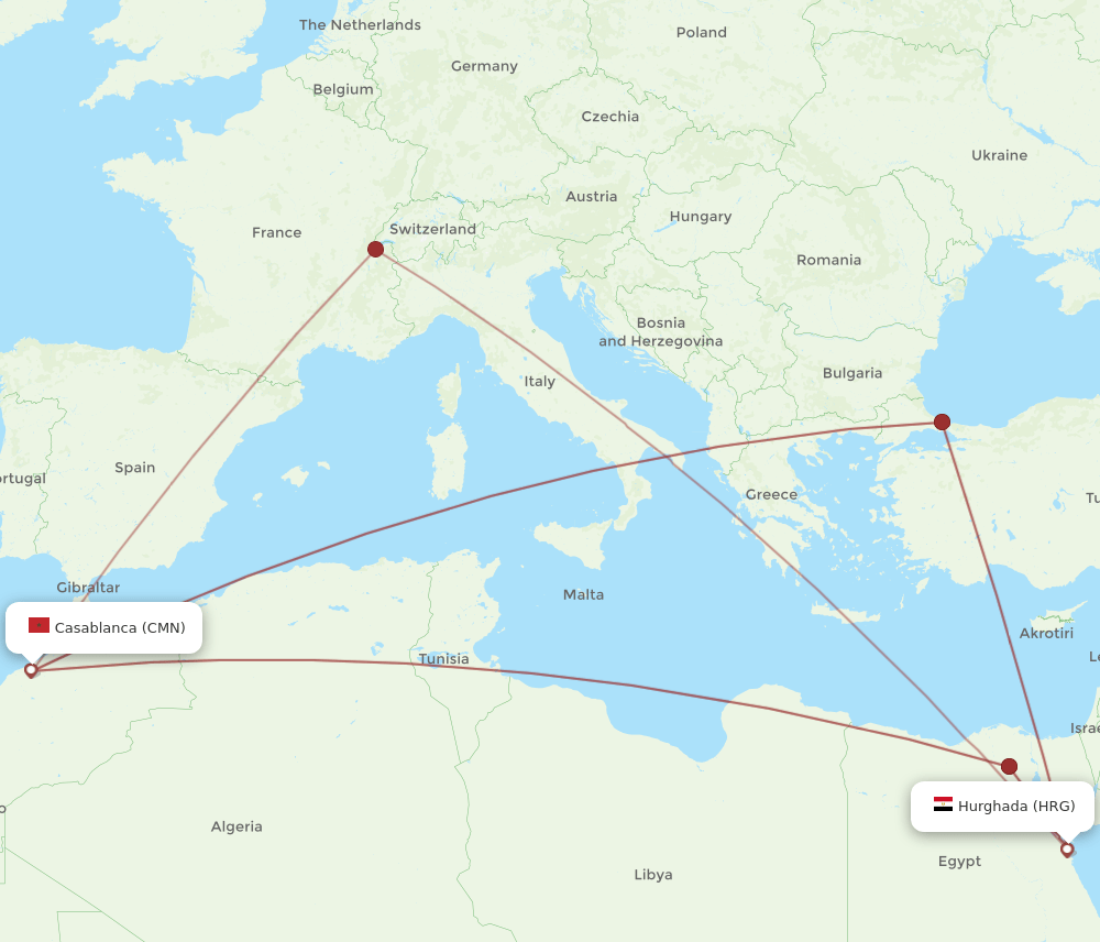 HRG-CMN flight routes