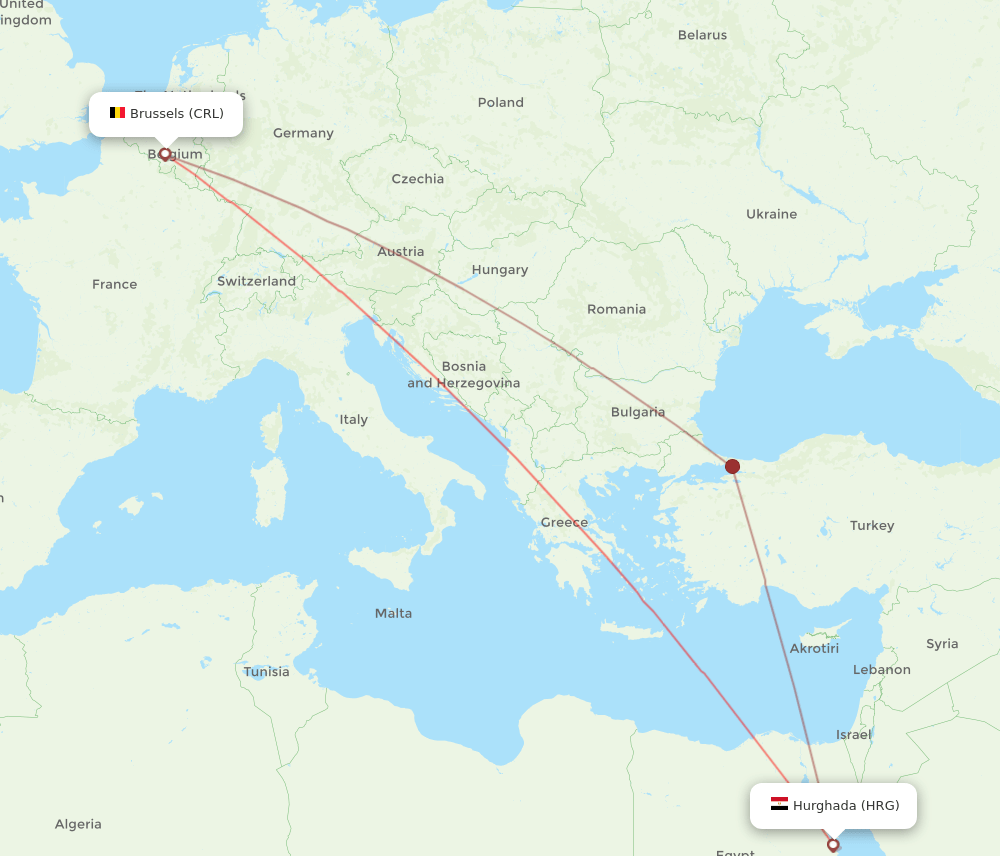 HRG-CRL flight routes