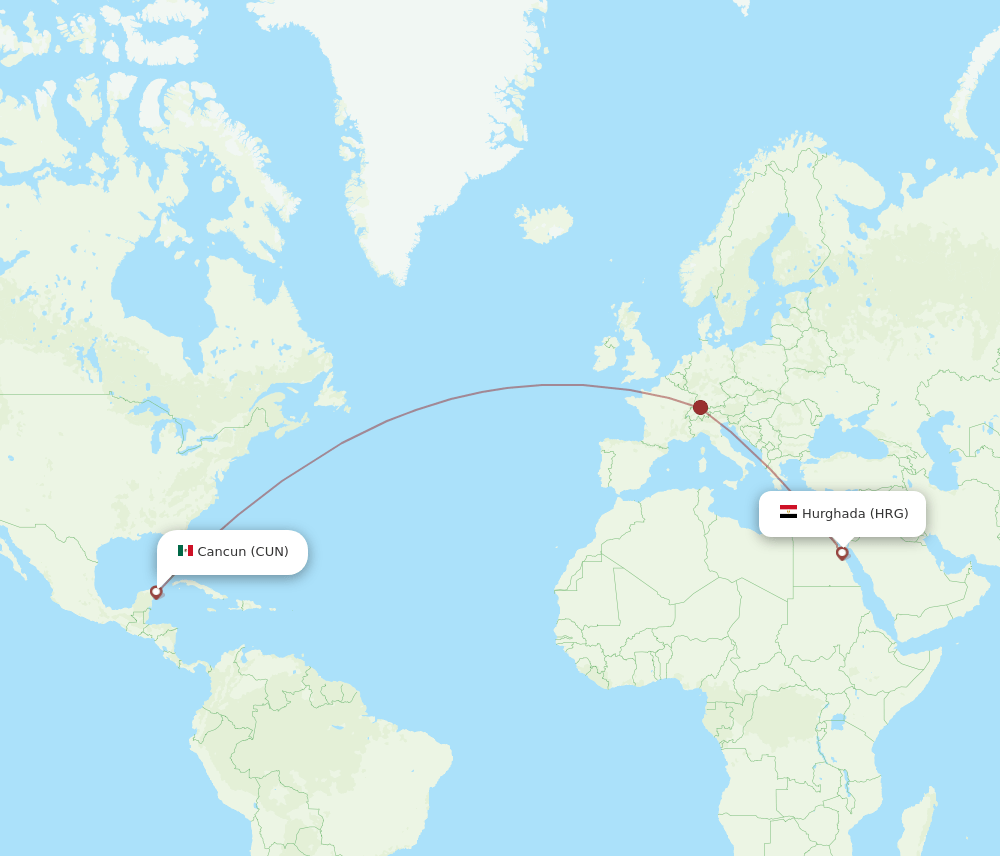 HRG-CUN flight routes