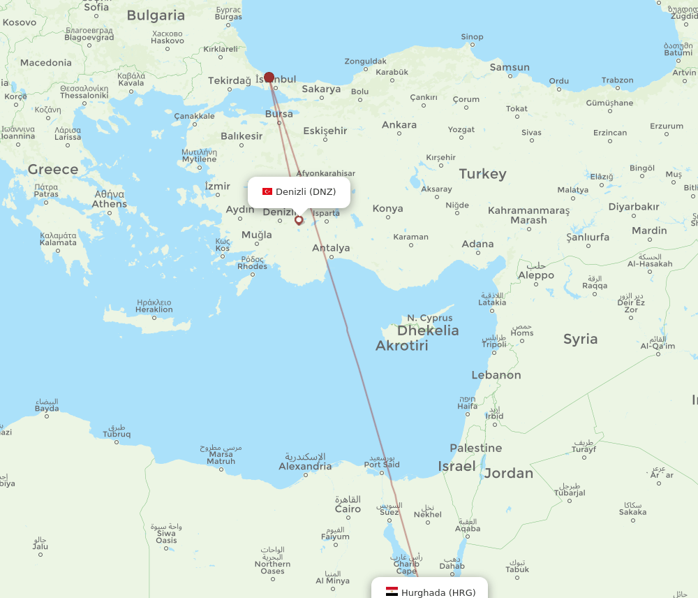HRG-DNZ flight routes