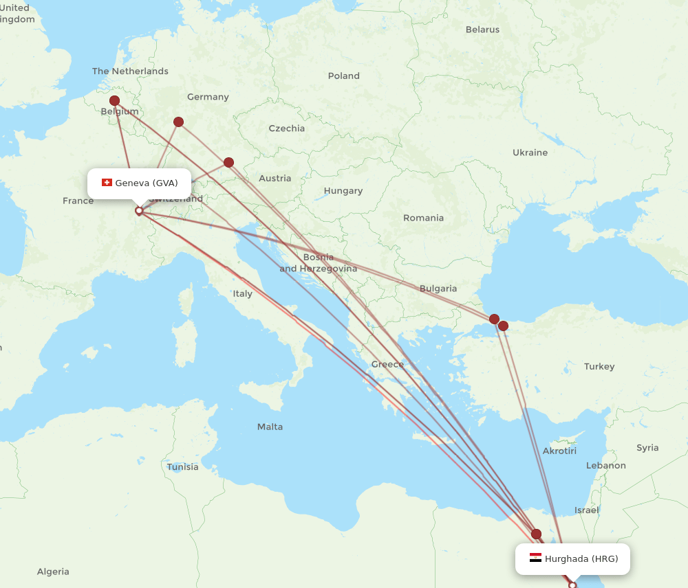 HRG-GVA flight routes