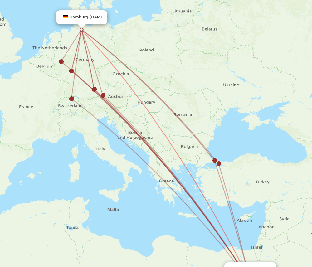 HRG-HAM flight routes