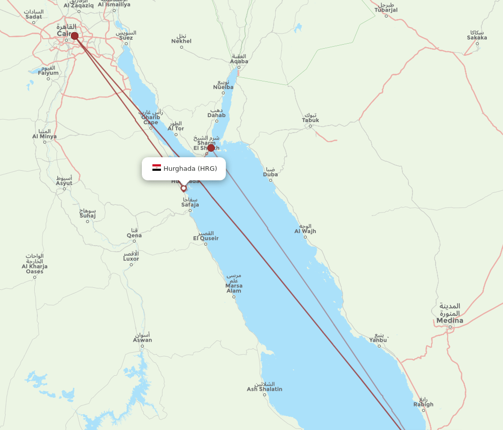 HRG to JED flights and routes map