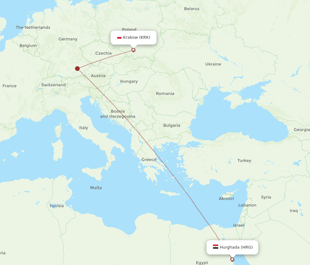 HRG-KRK flight routes