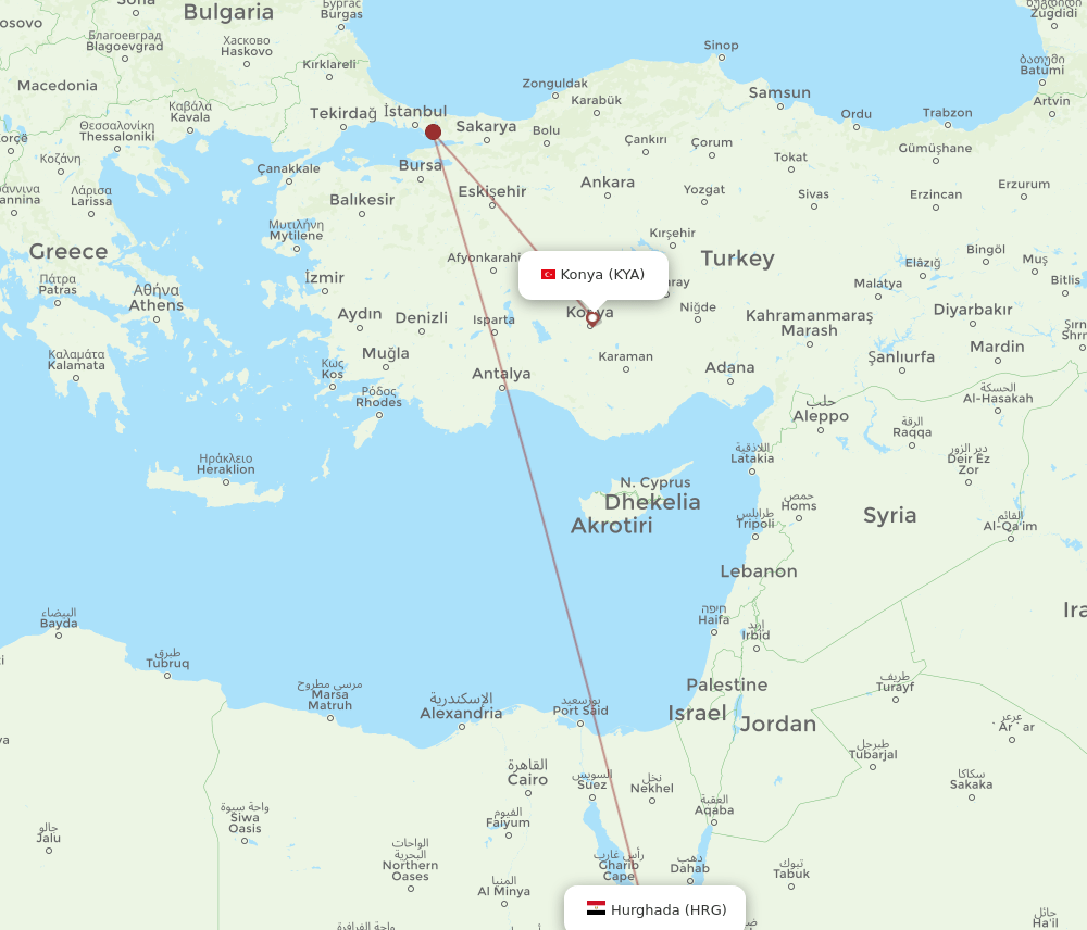 HRG-KYA flight routes