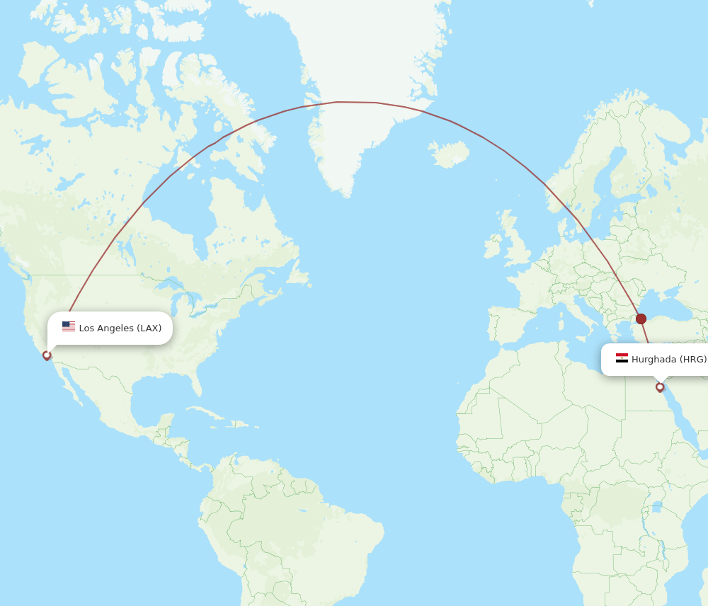 HRG-LAX flight routes