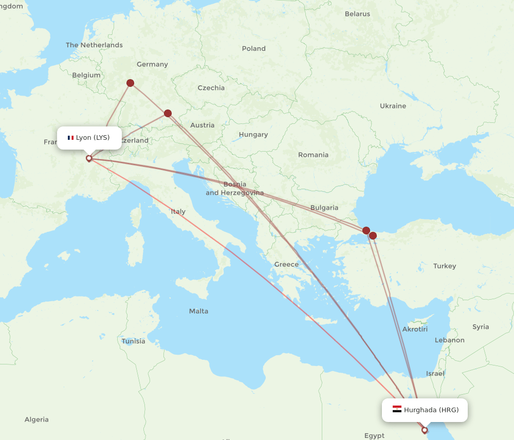 HRG-LYS flight routes
