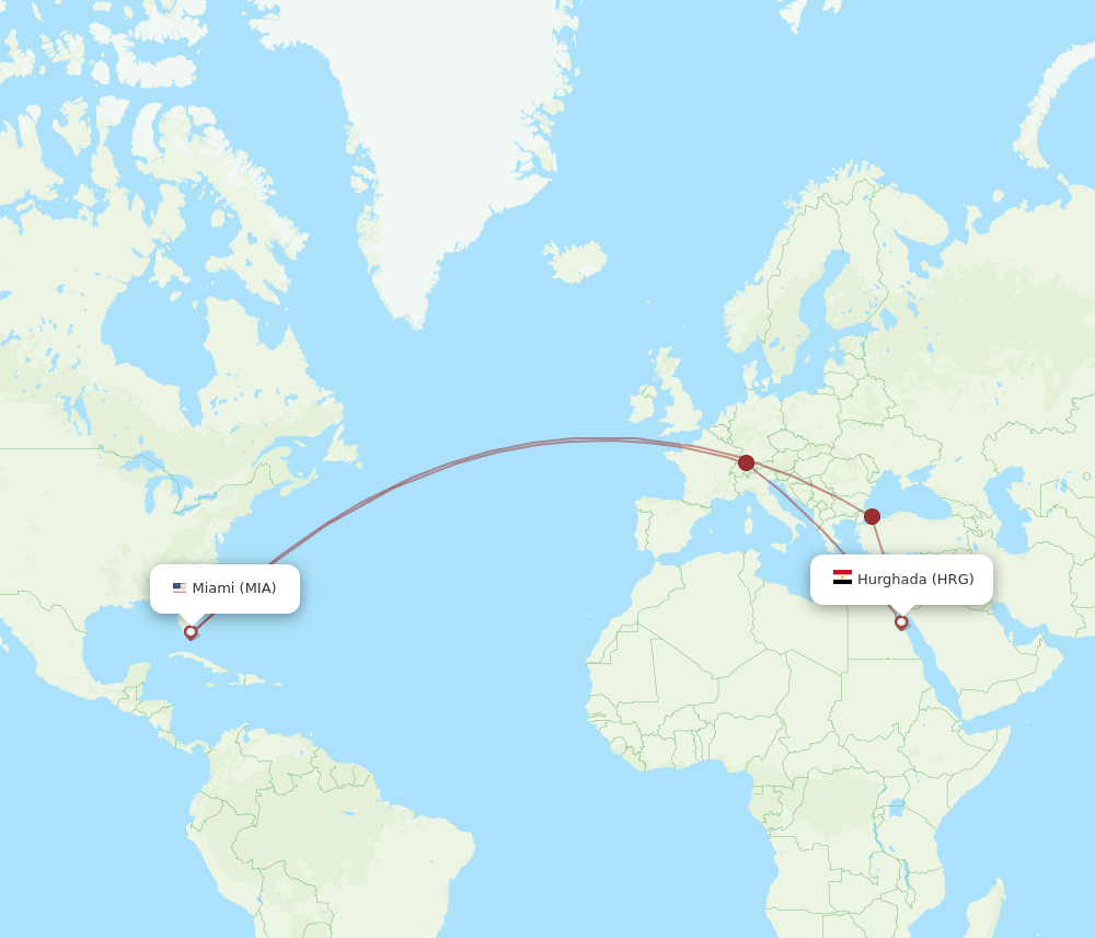 HRG-MIA flight routes