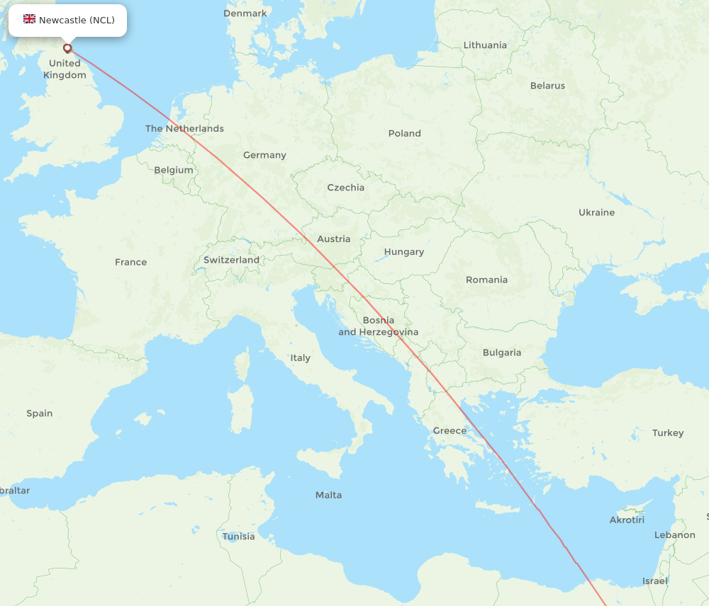 HRG-NCL flight routes