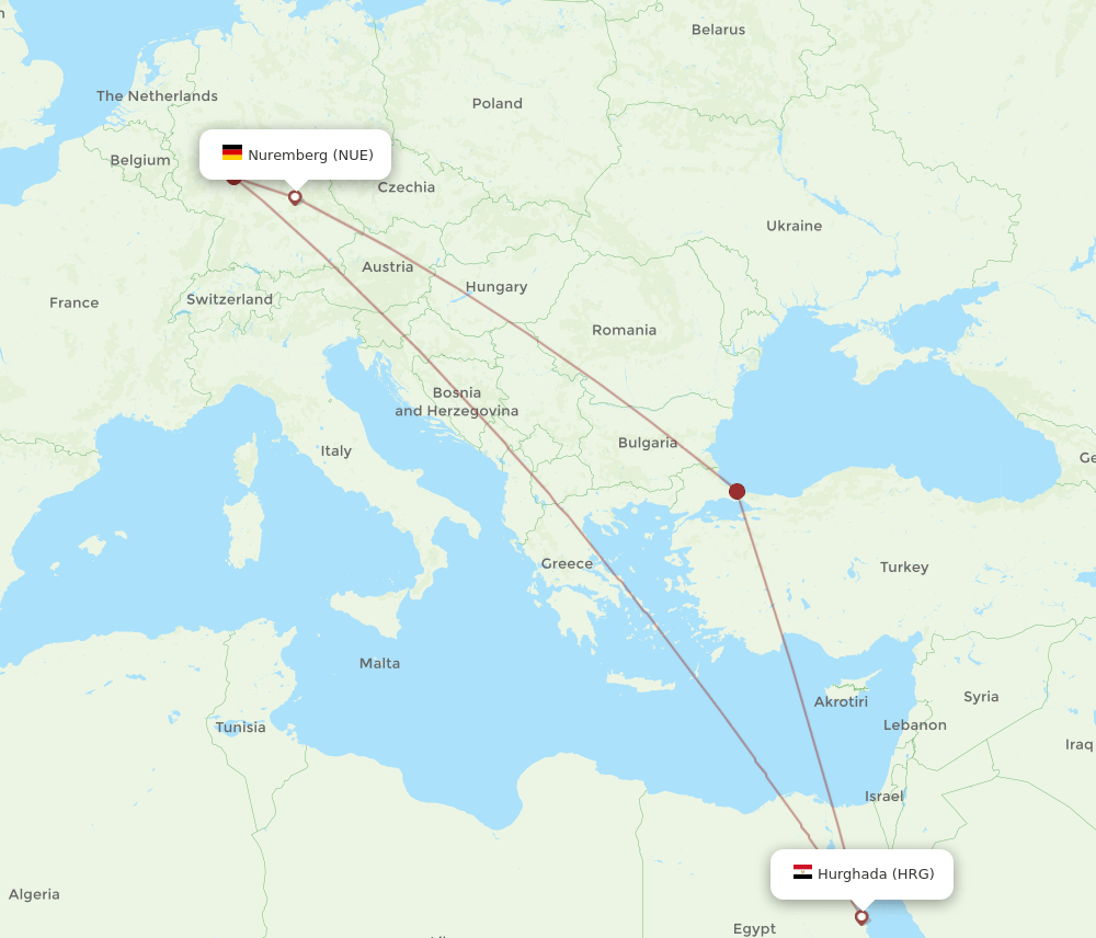 HRG-NUE flight routes