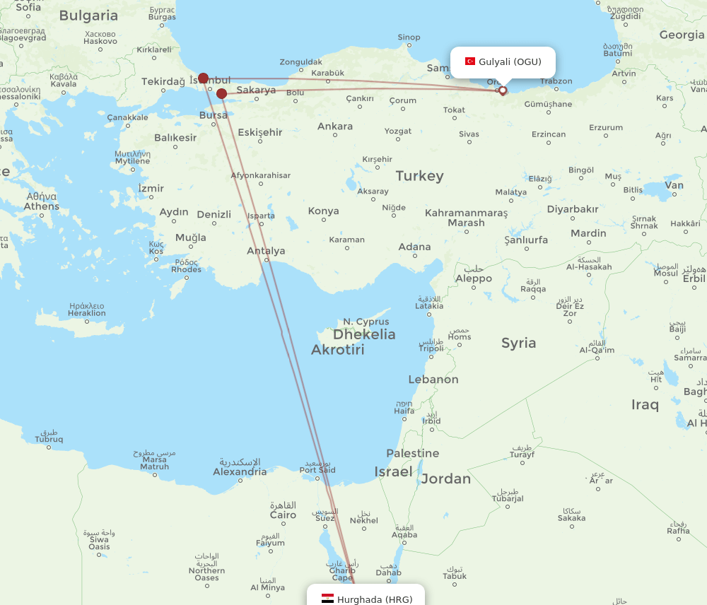 HRG-OGU flight routes