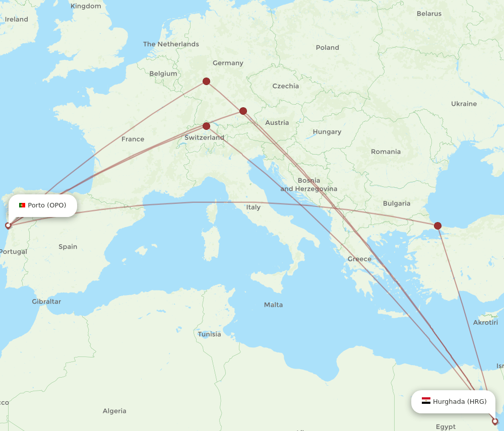 HRG-OPO flight routes