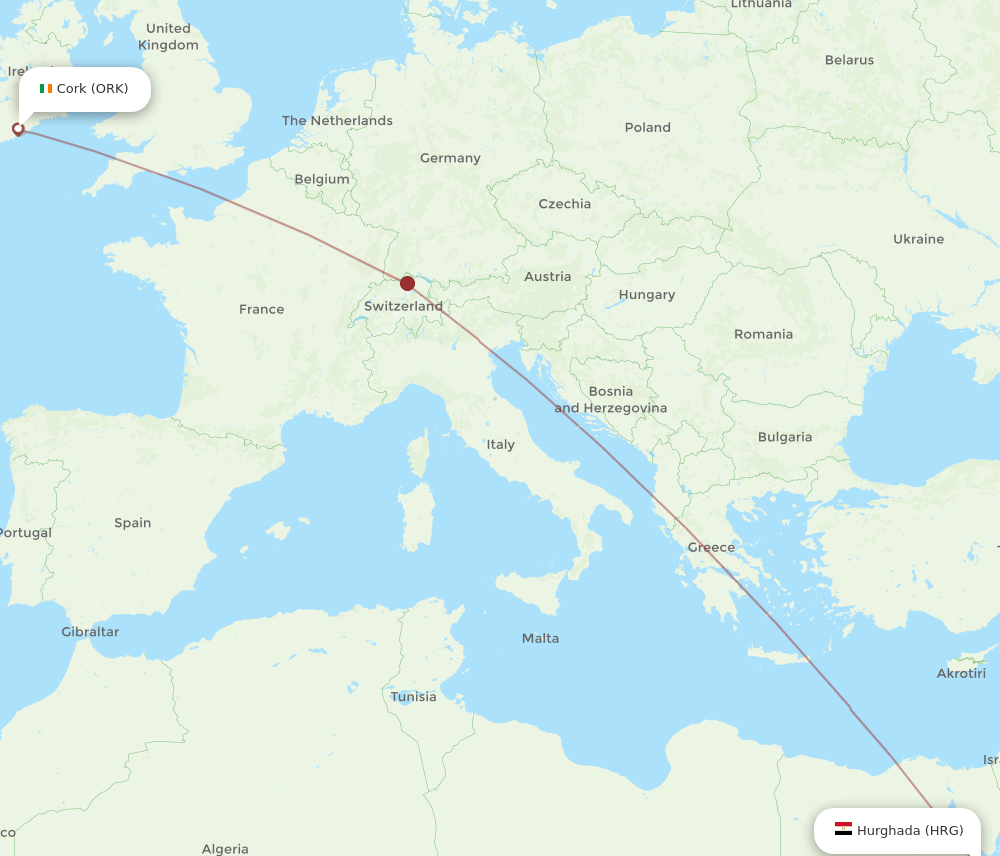 HRG-ORK flight routes