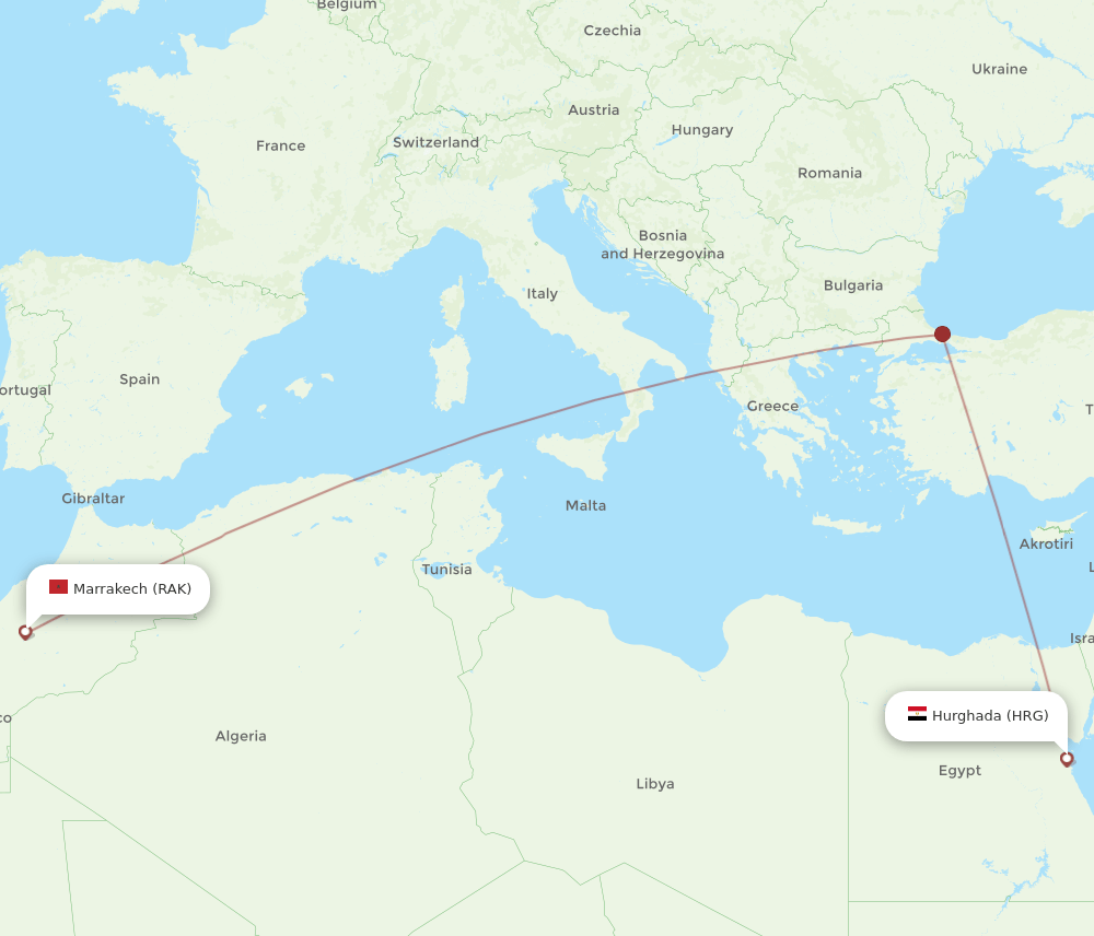 HRG-RAK flight routes