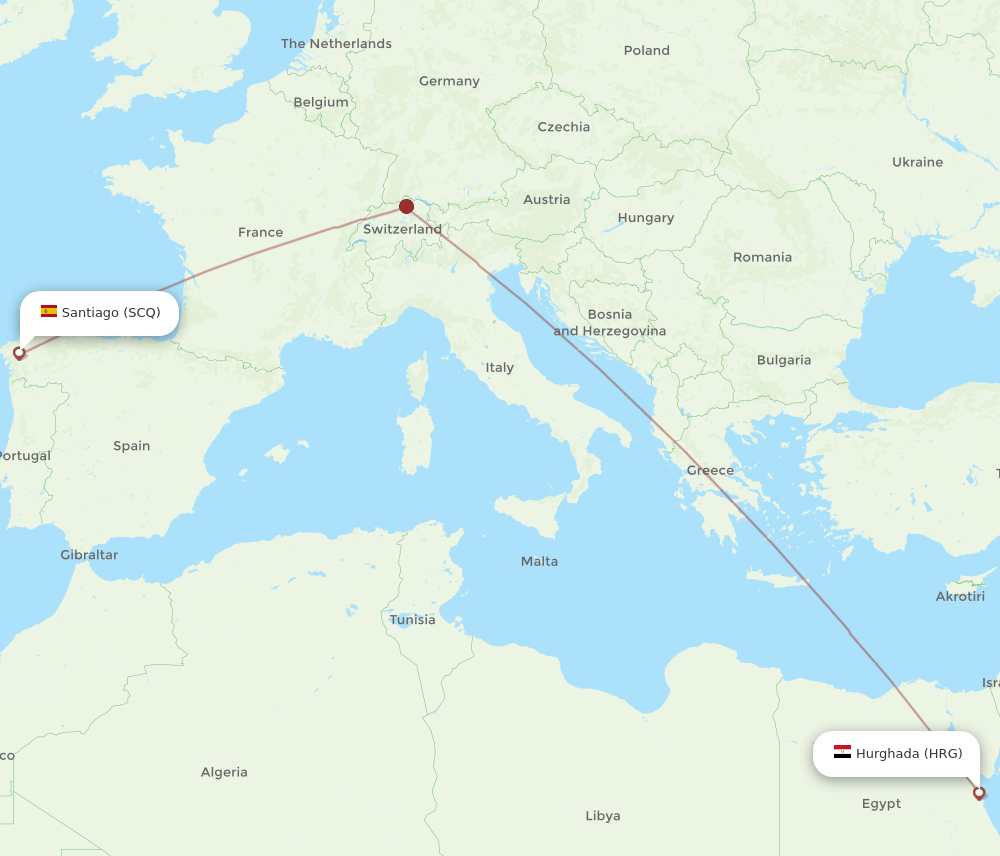 HRG-SCQ flight routes