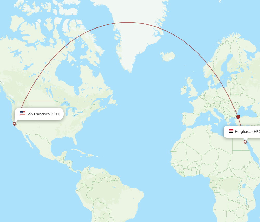 HRG-SFO flight routes
