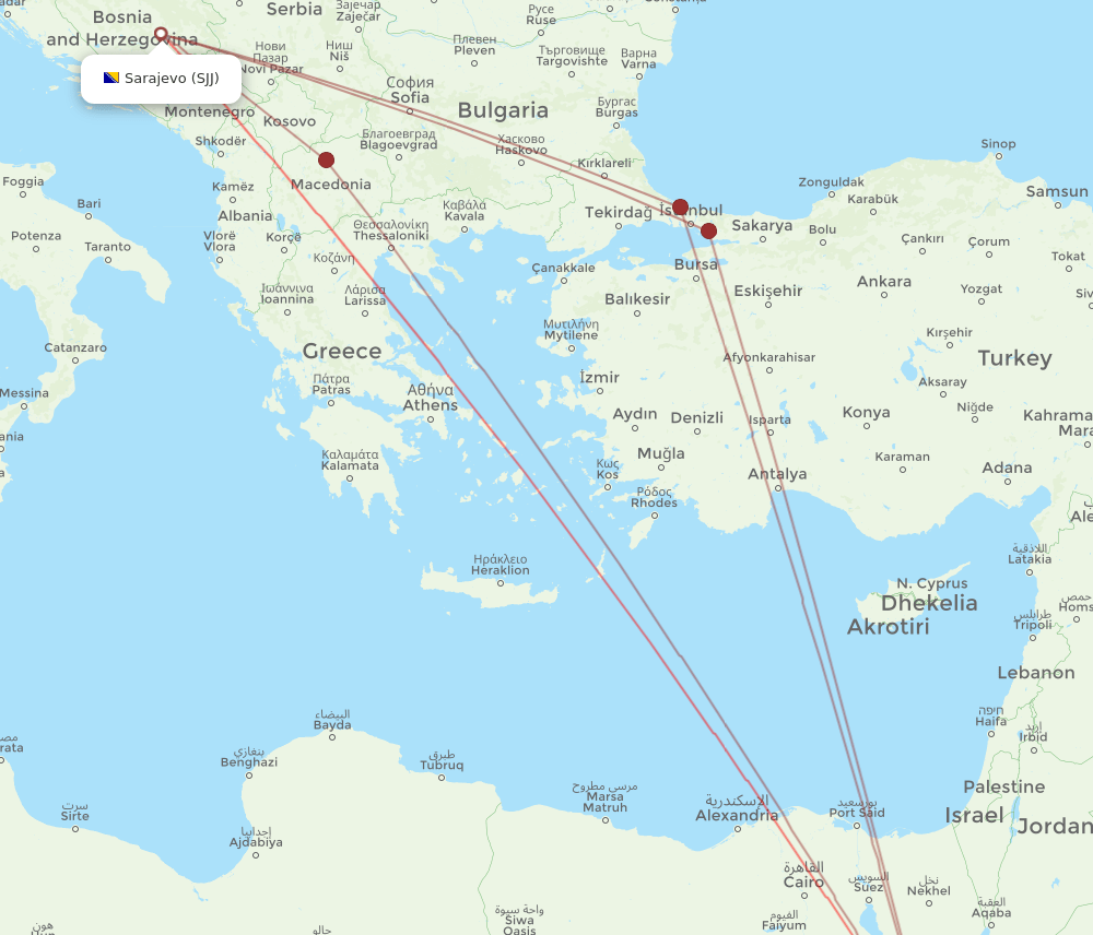 HRG-SJJ flight routes