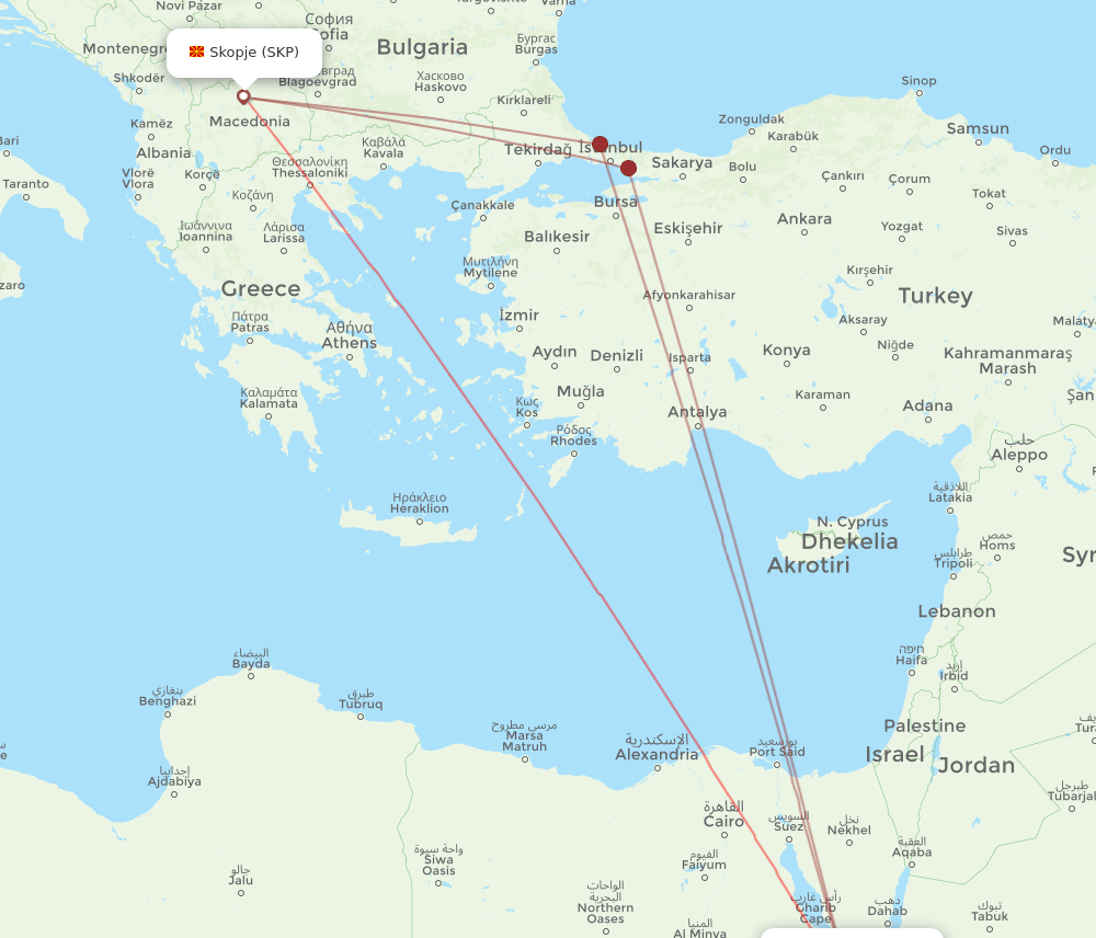 HRG-SKP flight routes