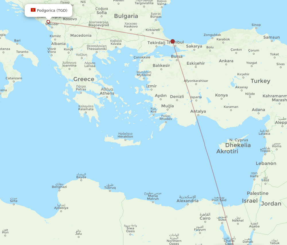 HRG-TGD flight routes