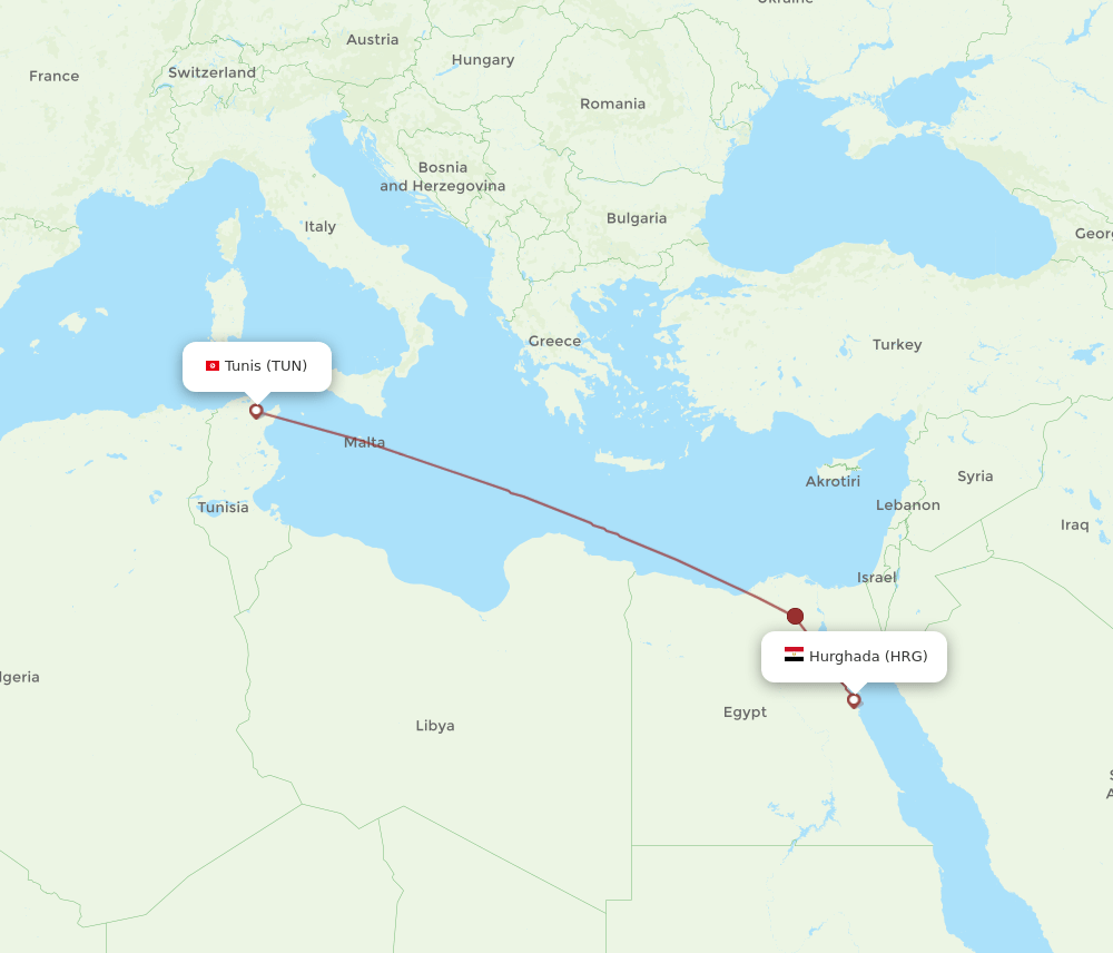 HRG-TUN flight routes