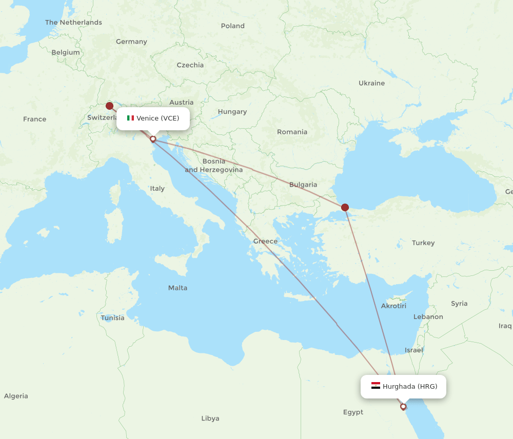 HRG-VCE flight routes