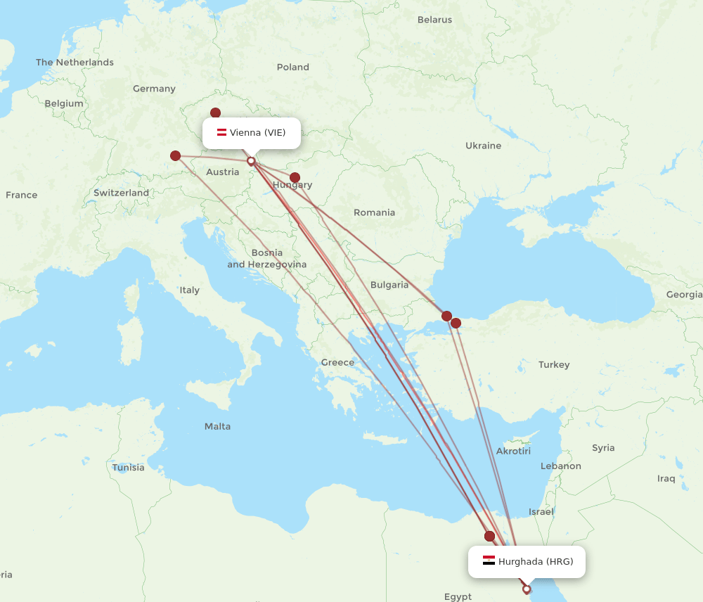 HRG-VIE flight routes