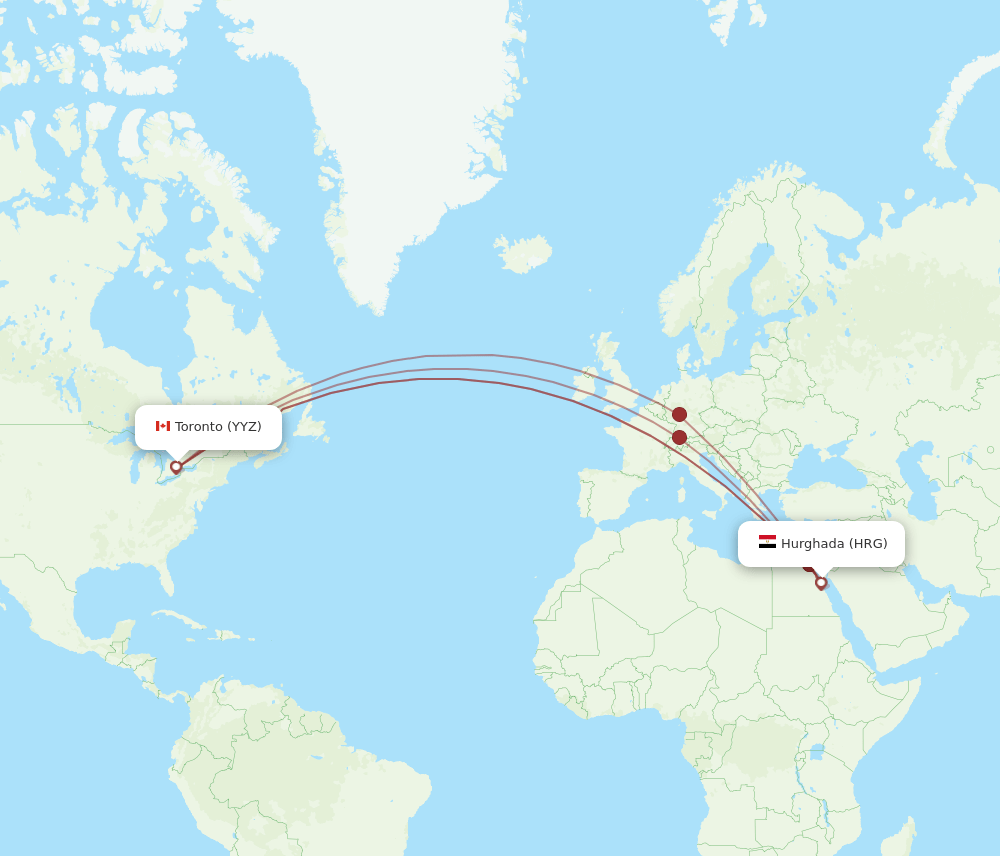 HRG-YYZ flight routes