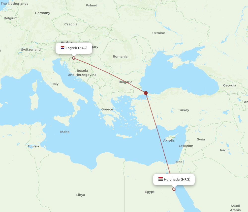 HRG-ZAG flight routes