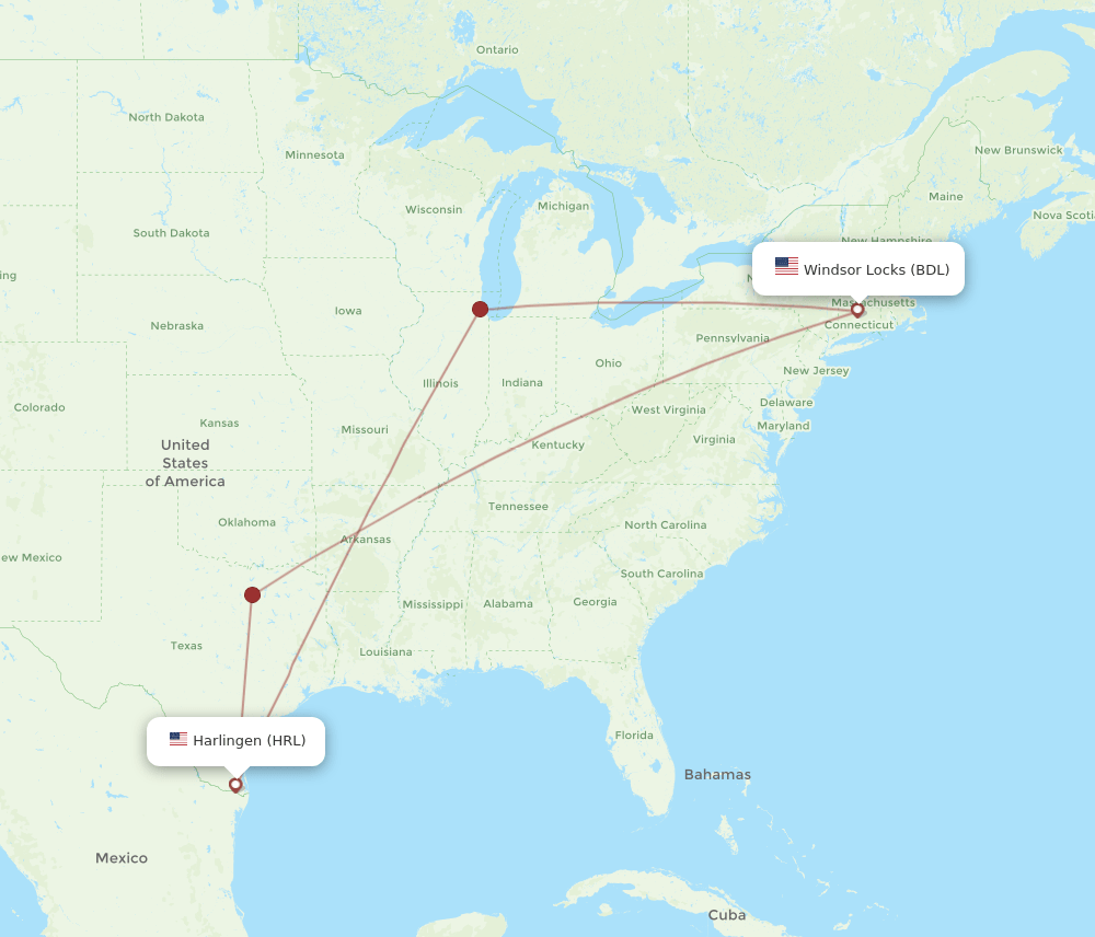 HRL-BDL flight routes