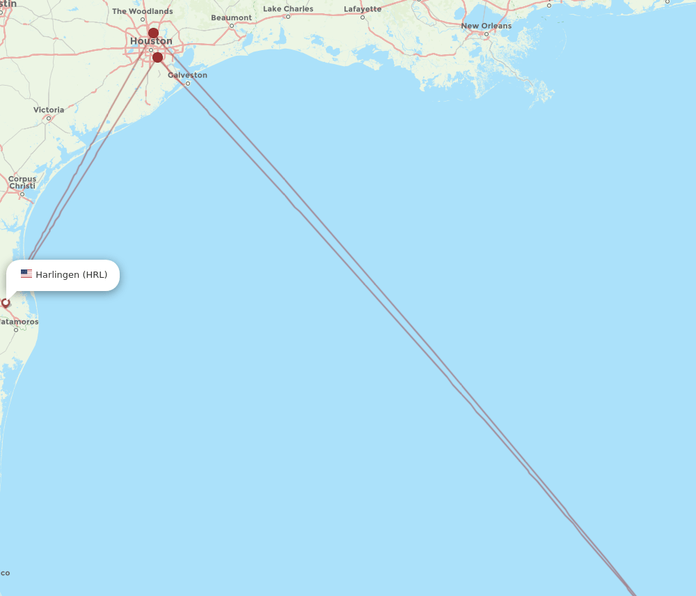 HRL-CUN flight routes