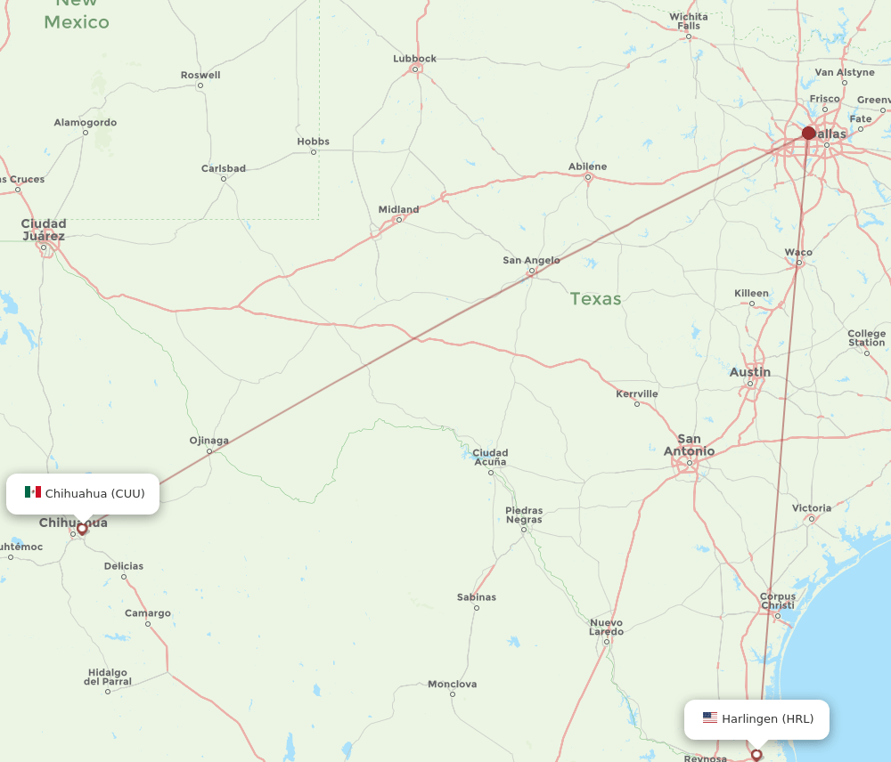 HRL-CUU flight routes