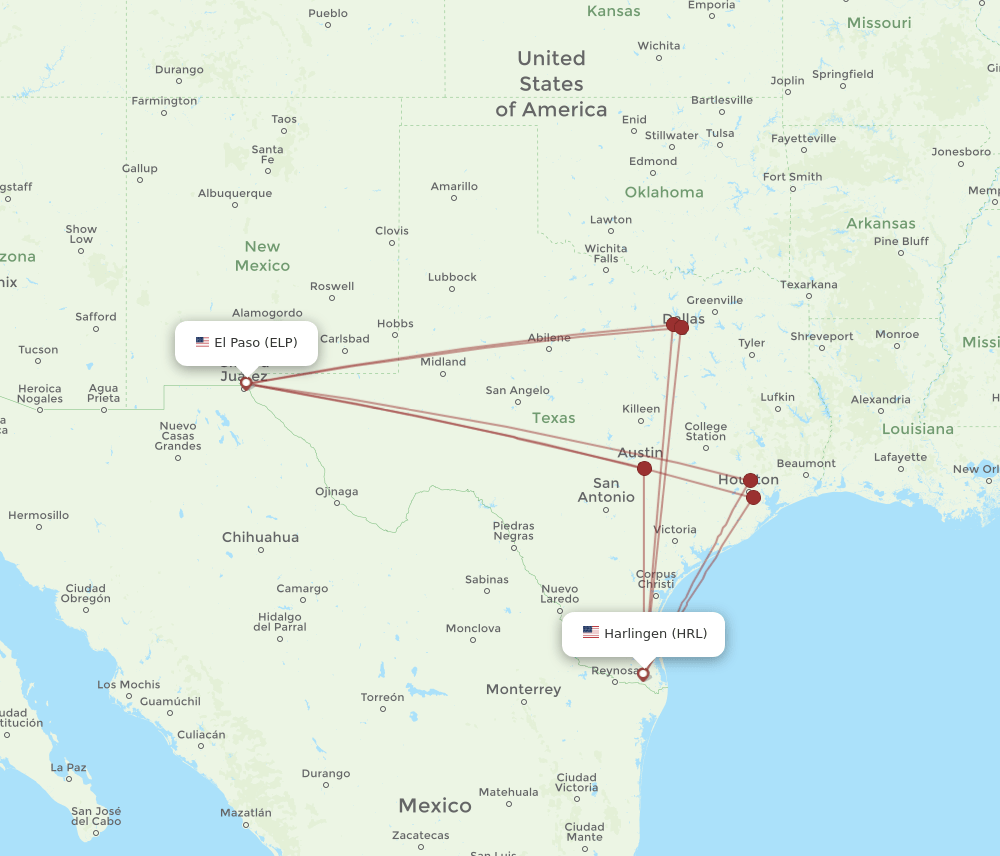 HRL-ELP flight routes