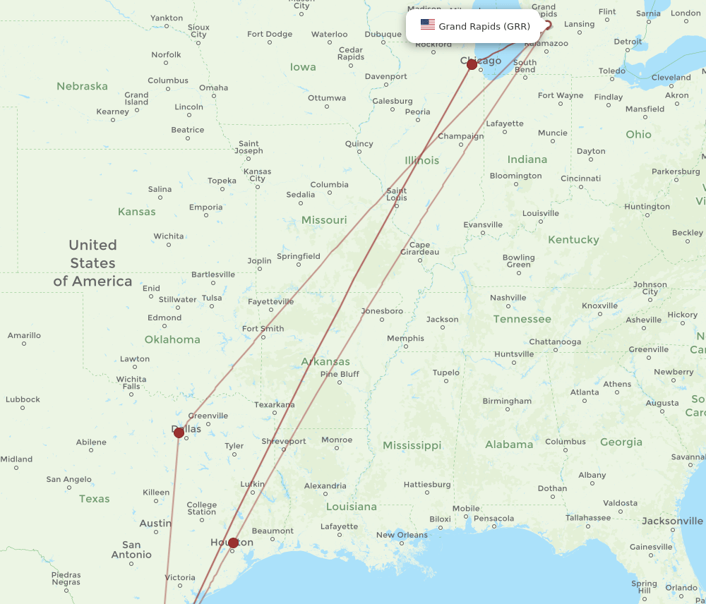 HRL-GRR flight routes