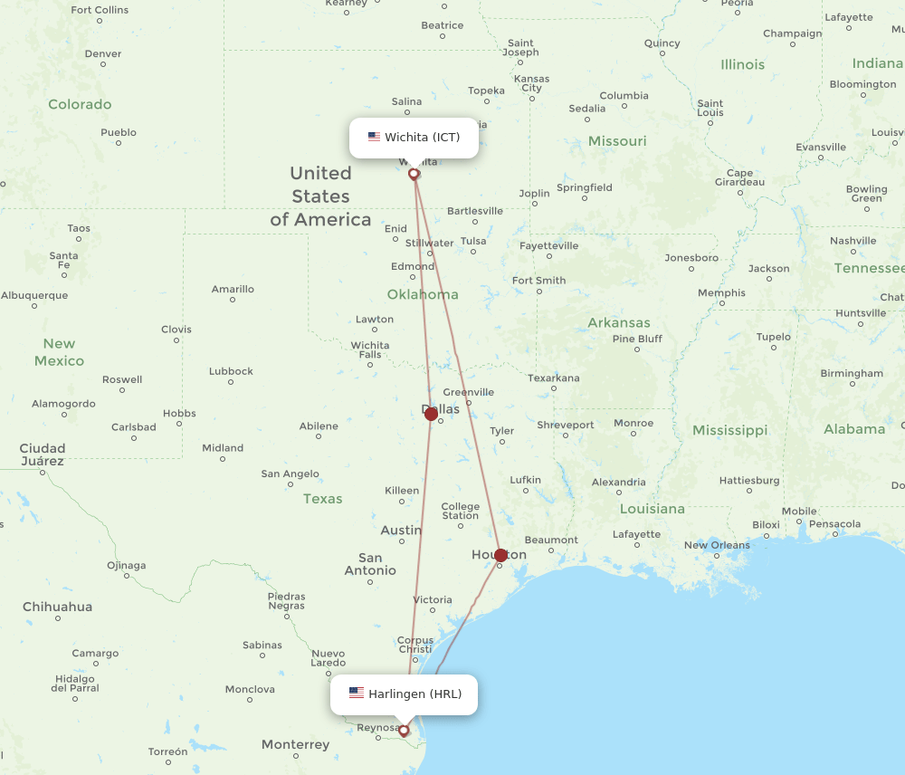 HRL-ICT flight routes