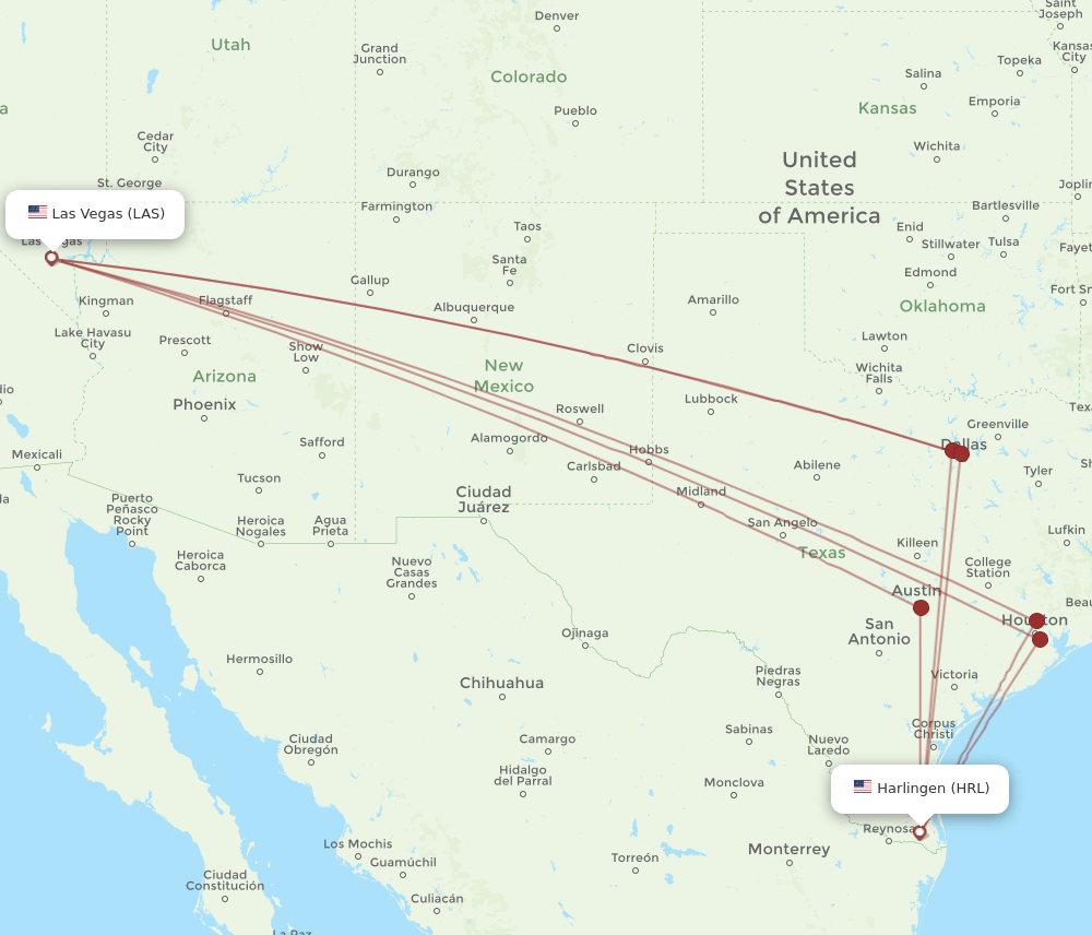 HRL-LAS flight routes