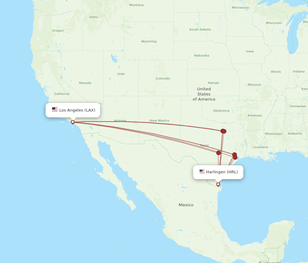 HRL-LAX flight routes