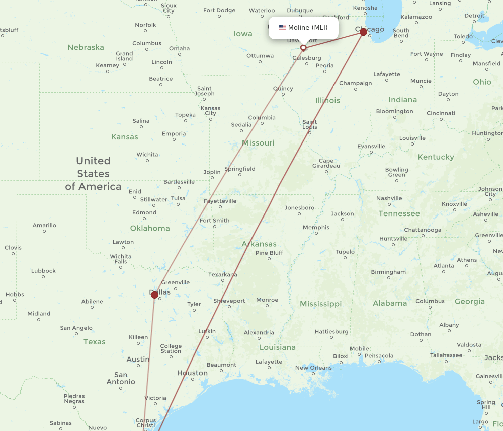 HRL-MLI flight routes