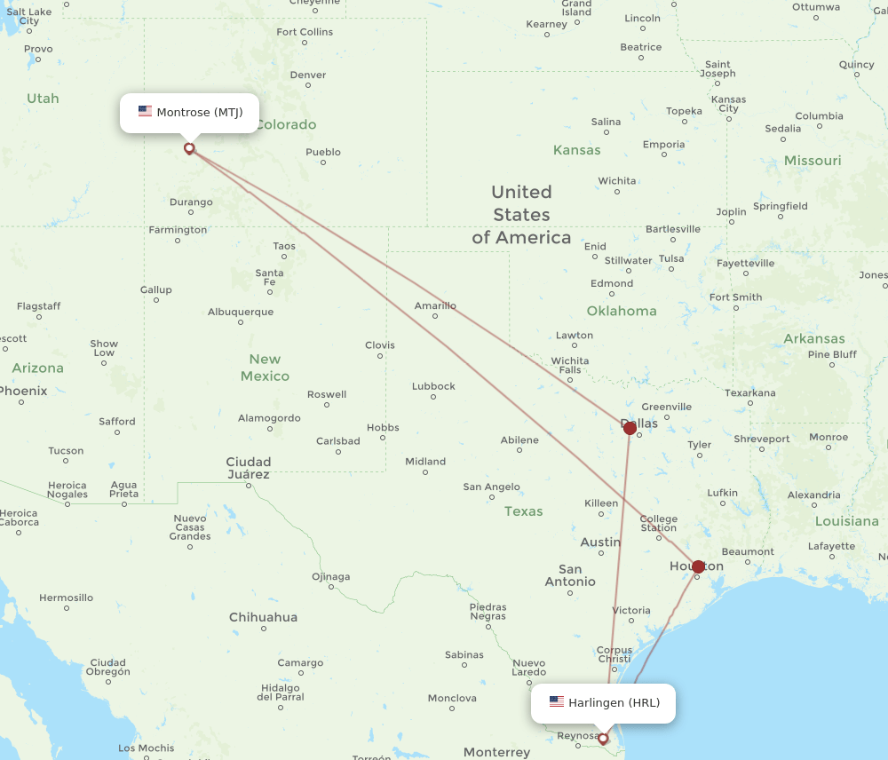 HRL-MTJ flight routes