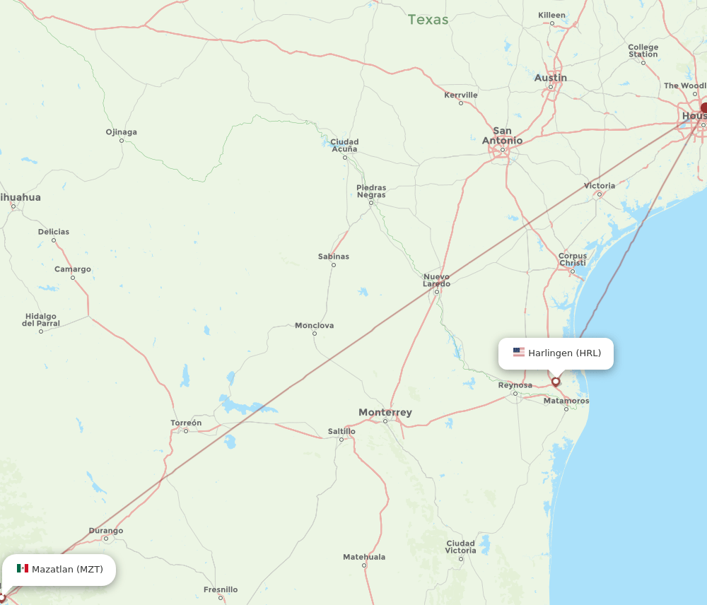 HRL-MZT flight routes