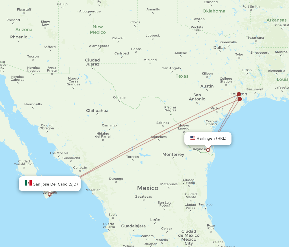 HRL-SJD flight routes