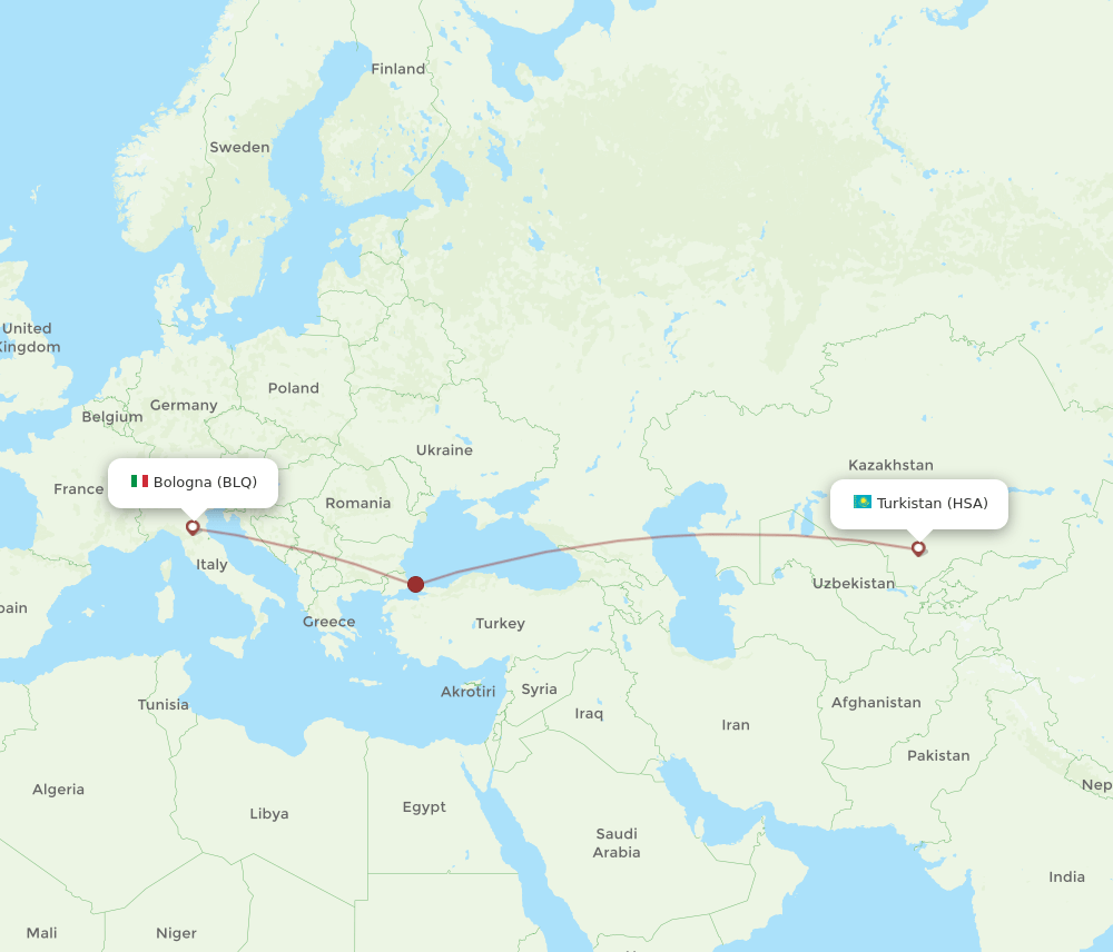 HSA to BLQ flights and routes map