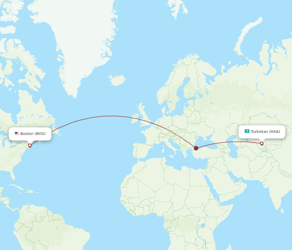 HSA-BOS flight routes