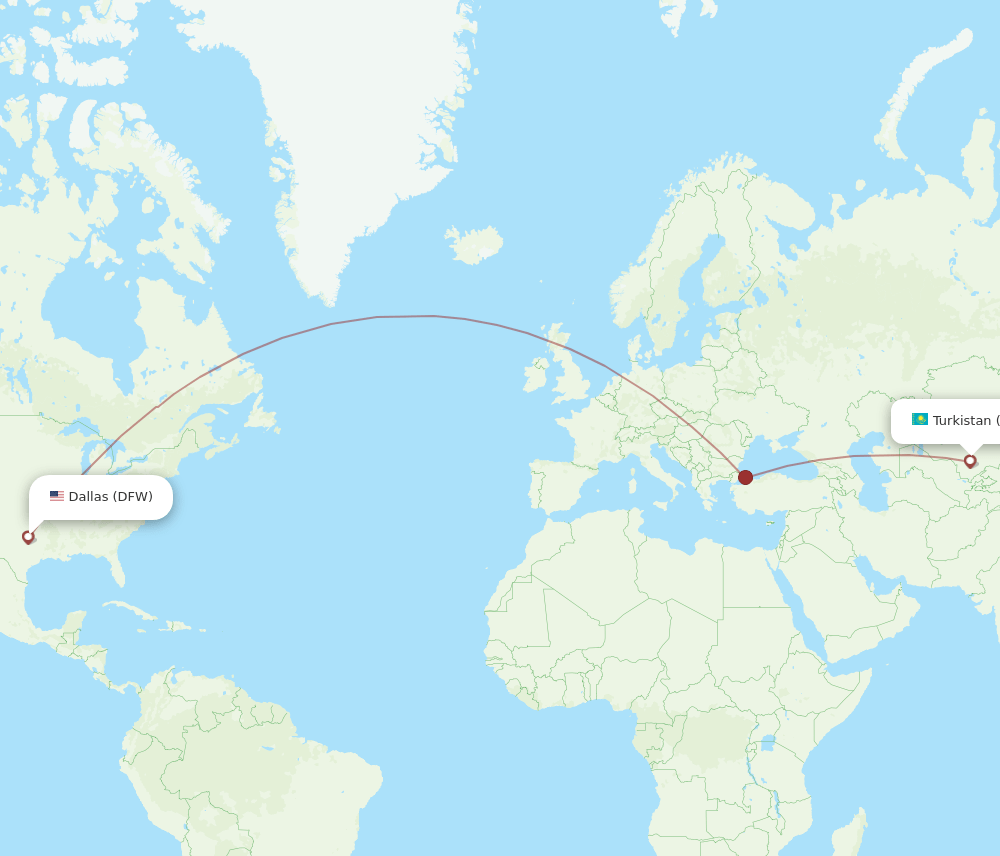 HSA to DFW flights and routes map