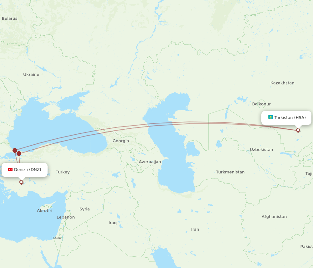 HSA-DNZ flight routes
