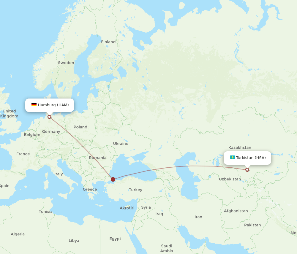 HSA-HAM flight routes